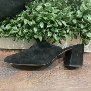 J Crew Sophie Black Suede Block Heel Mule Size 9.5